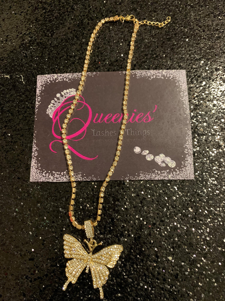 BUTTERFLY BLING NECKLACE - GOLD