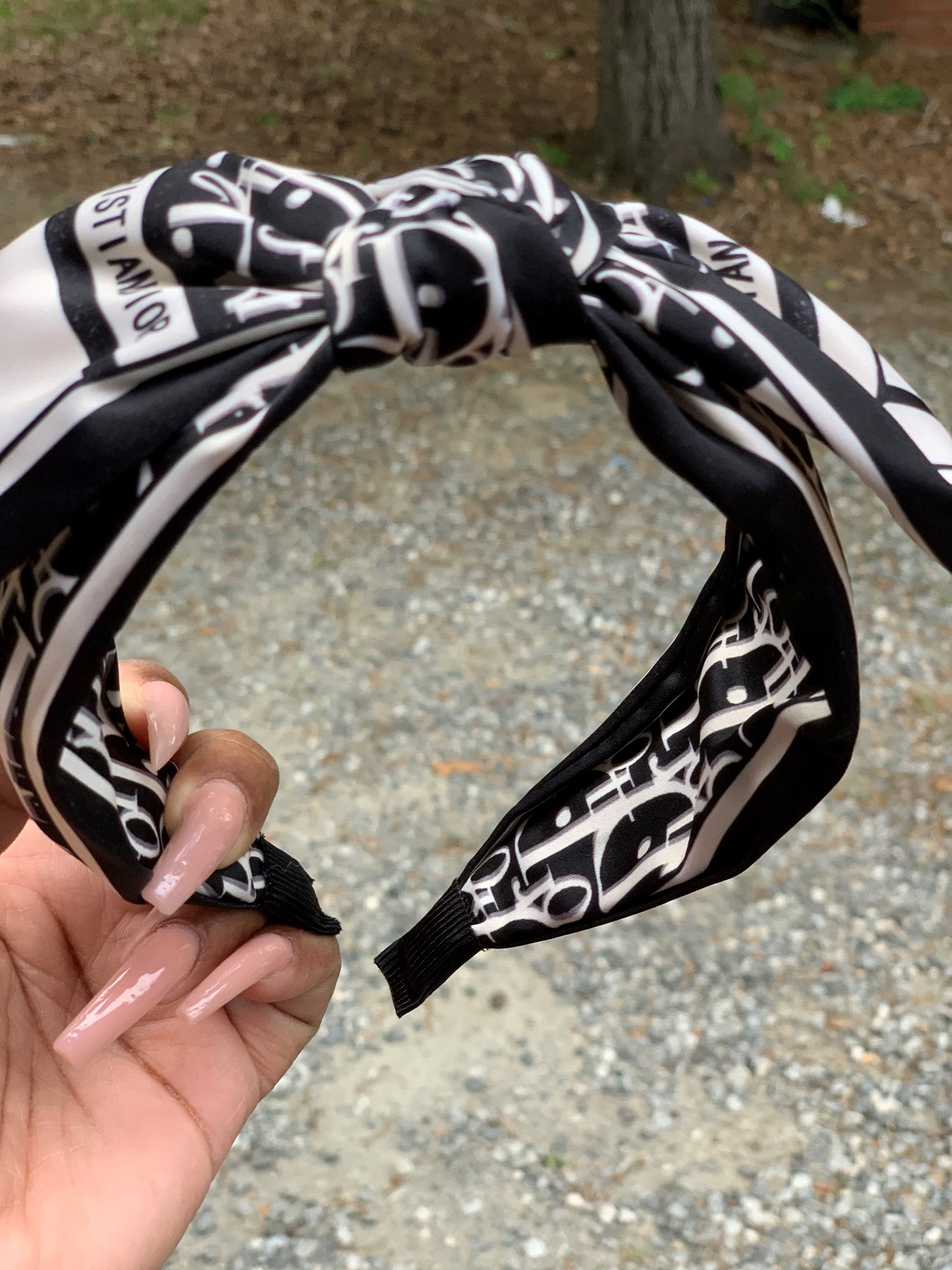 Elegant Wide Black and White Dior Design Headband Dior Neckband at Mall of America® in Bloomington, MN main image 2